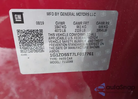 2020 Chevrolet Malibu Fwd Lt from USA, damaged, VIN 1G1ZD5ST7LF017761